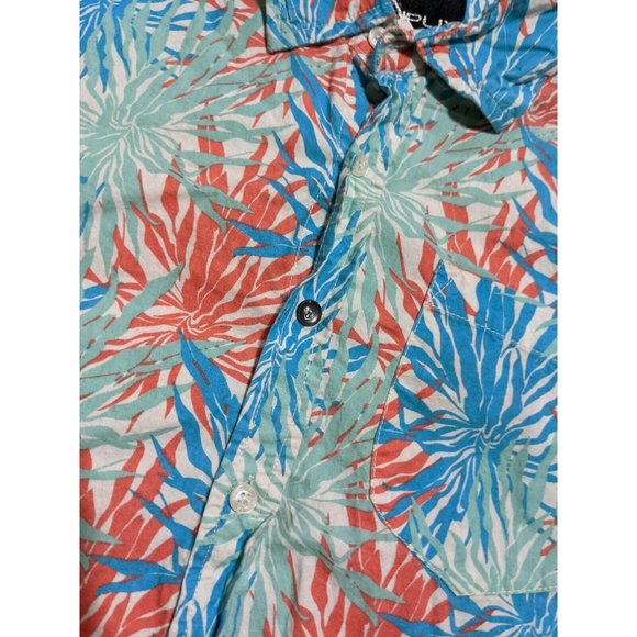 🍑TRIPLIX Tropical Printed Summer shirt men Size Medium 320 - Picture 6 of 11